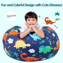 Dinosaur Stuffed Animal Storage Bean Bag Chair Cover Kids Zipper Toys Plush Kids - £26.91 GBP