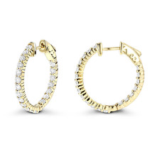 2.2Ct Real Moissanite INSIDE-OUTSIDE Hoop Earrings 14K Yellow Gold Plated Silver - $137.12