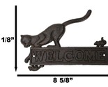 Cast Iron Whimsical Hungry Kitty Cat Chasing 2 Mice Wall Decor Welcome Sign - $20.99