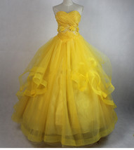 2017 Beauty and the Beast Princess Belle Yellow Prom Party Gown Cosplay ... - $99.99