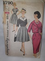 Vintage 60&#39;s Simplicity 3790 Adorable One Piece Dress and Jacket Size Junior 13 - £11.64 GBP