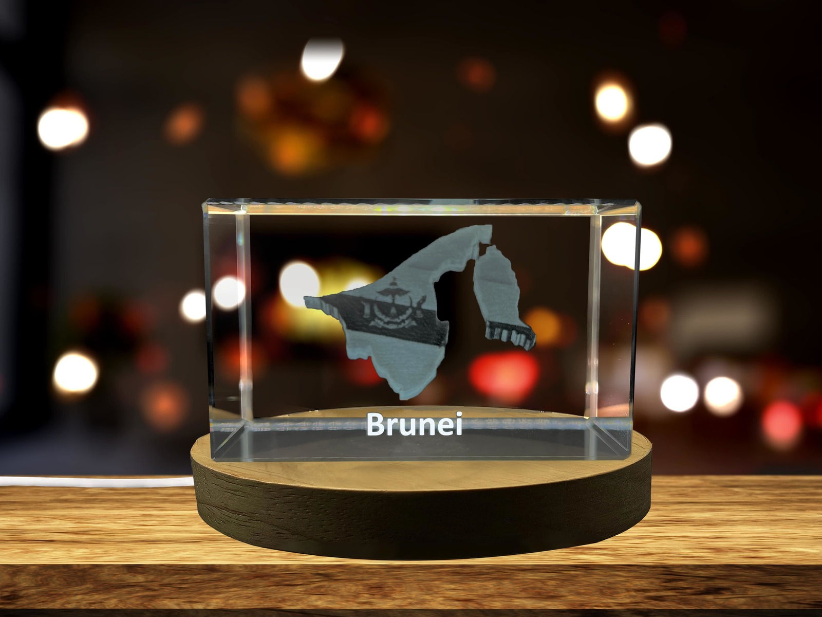LED Base included | Brunei 3D Engraved Crystal 3D Engraved Crystal Keepsake/Gift