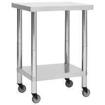 vidaXL Kitchen Work Table with Wheels 23.6&quot;x17.7&quot;x33.5&quot; Stainless Steel - $301.41 CAD