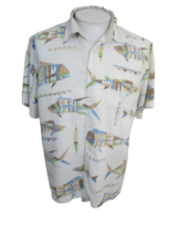 QuikSilver Men Hawaiian camp shirt p2p 24 L aloha luau tropical fish tribal - £31.31 GBP