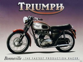 Triumph Bonneville the Fastest Production Racer Motorcycle Metal Sign - £31.03 GBP