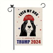 Patriotic Basset Hound Dog Garden Flag 12&quot;X18&quot; Welcome Double Sided Trump 2024 - £4.42 GBP