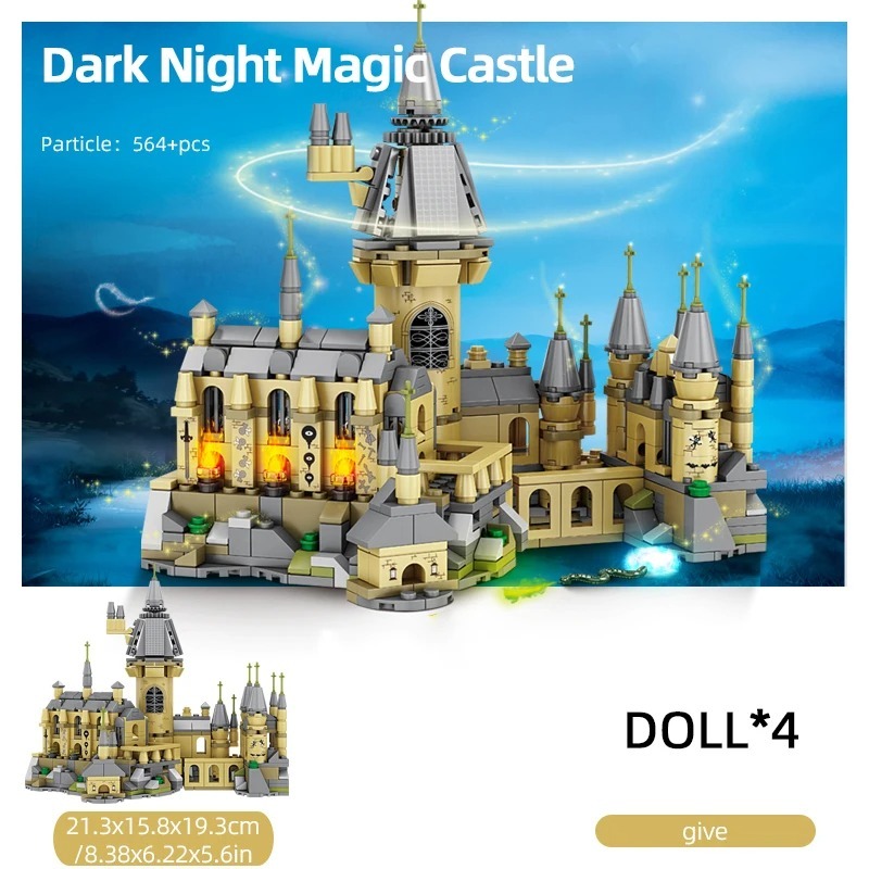 New 664PCS Dark Night Magic Castle Building Blocks City View Faiiry Tale... - $20.99