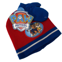 Paw Patrol Kids Hat And Mitten Set By Spin Master One Size Red &amp; Blue New  - £6.84 GBP