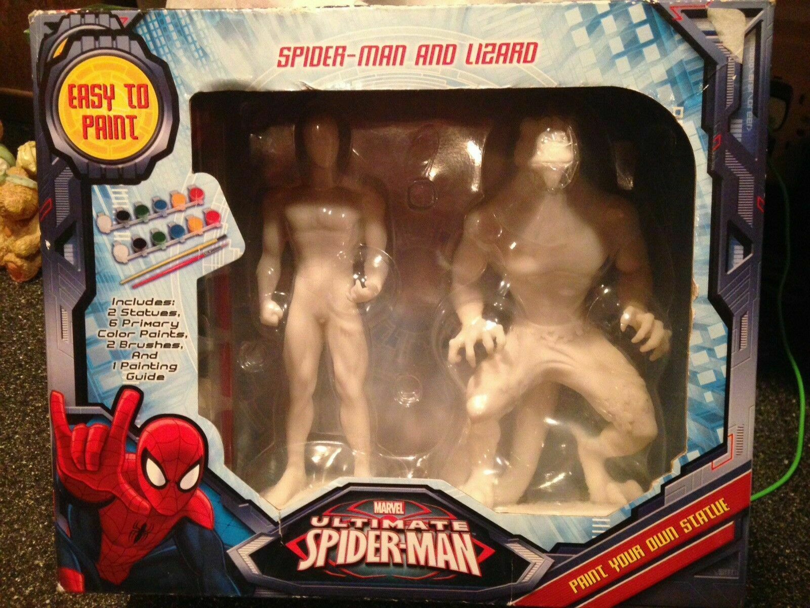 Marvel Ultimate Spider Man & Lizard Easy to Paint Your Own Statues NIB Retired - £18.98 GBP