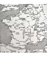 Map Of France And Paris Europe 1940s Print History English Channel DWT12A - $29.99