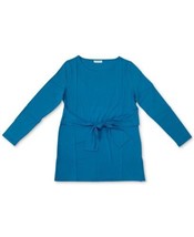 allbrand365 designer Womens Long Sleeve Tie Waist Top Size Medium, Dreamy Aqua - £39.22 GBP