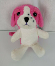 Lisa Frank MIni Miniature Stuffed Plush Puppy Dog White Pink Finger Puppet Toy - £39.46 GBP
