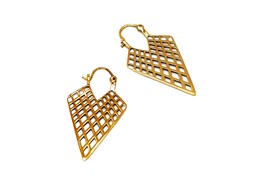 Triangle Dangle Gold Earrings, Boho Hanging Earrings, Geometric Edgy Earrings - £12.78 GBP