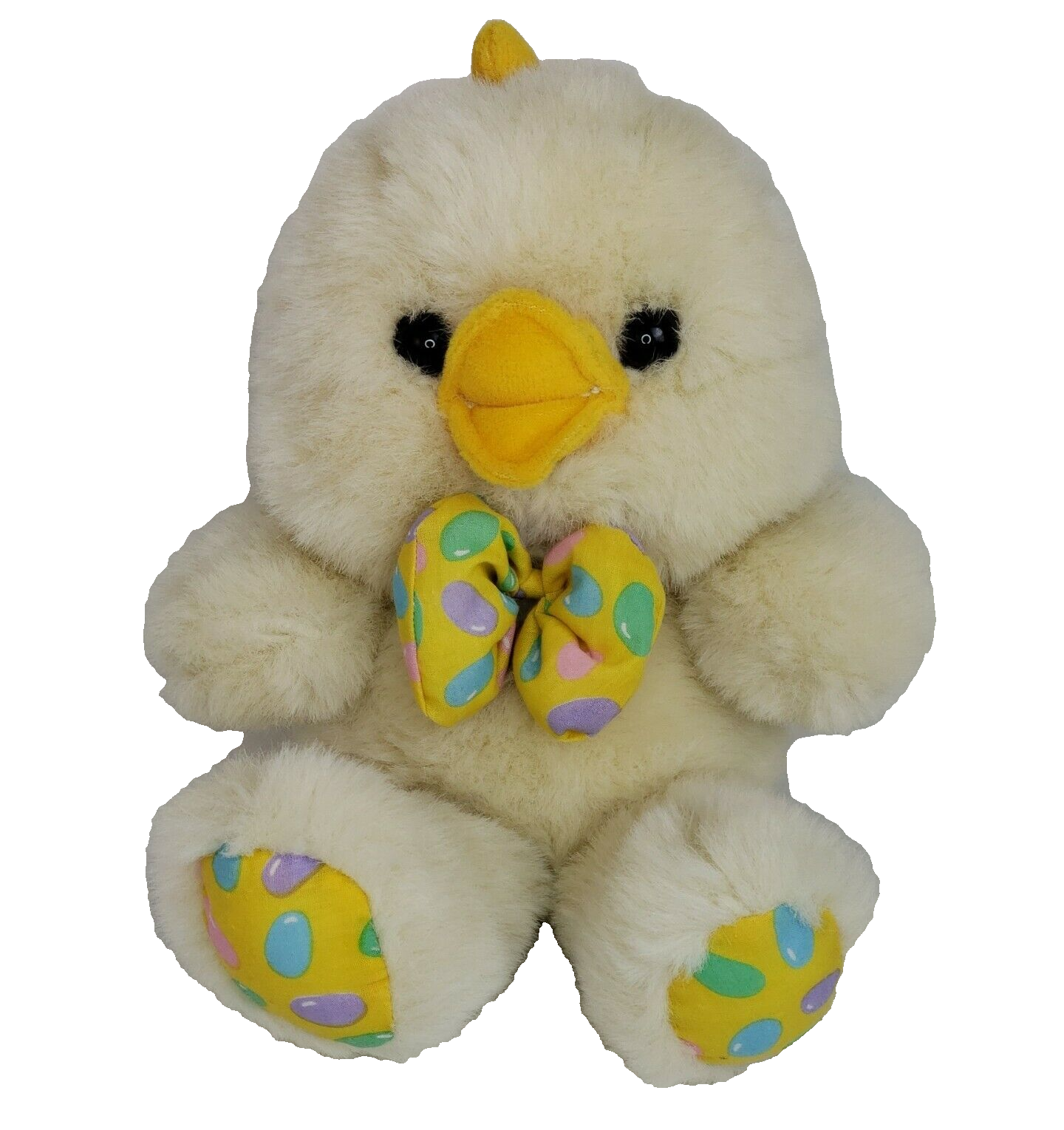 Vtg Cuddle Wit Easter Chick Jelly Bean Egg Print Yellow Bow Tie Plush Lovey 13" - $34.28