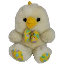 Vtg Cuddle Wit Easter Chick Jelly Bean Egg Print Yellow Bow Tie Plush Lovey 13&quot; - £27.05 GBP