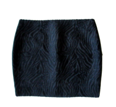 TAHARI Black Zebra Animal Jacquard  Textured Exposed Side Zip Mini Skirt 2 - $9.00