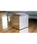 Aviator Aeromen Ottoman Side Table Aluminum Aircraft Silver Aviation Fur... - $682.48 CAD