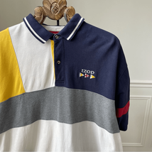 Vintage 90s Izod Nautical Primary Colorblock Pique Cotton Polo Golf Shir... - $21.60