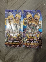 x2 Lot Million Warriors 10 Pack Blind Mini Figure Packs Real Gold Chase New - £7.49 GBP