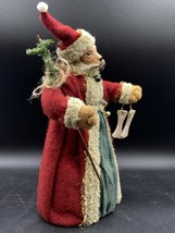 CJF Designs Folk Art Dog Santa With Bones Figurine 11” Tall Felt Material - $39.59