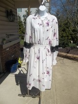 Nwt Dkny Ivory&amp;Purple Floral Feminine Dress Xl - £39.14 GBP