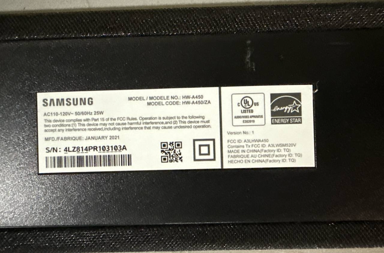 Samsung HW A450 Soundbar 2.1 Channel 25W Bluetooth Dolby Audio Game Mode Item image 9