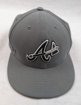 Atlanta Braves 7 1/2 New Era Gray Hat Fitted 59Fifty w/ 2007-2017 Tomahawk logo - £39.52 GBP