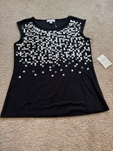 NWT Carmen Marc Valvo Stylish Fashionable Womens Black Embellished XS Tank Top - £11.69 GBP