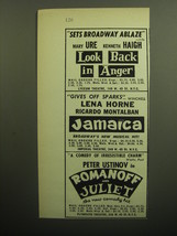1958 Broadway Plays Ad - Look Back in Anger, Jamaica, Romanoff and Juliet - £14.73 GBP