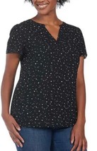 Hilary Radley Womens V-Neck Printed Blouse Size: XL, Color: Black - £23.59 GBP