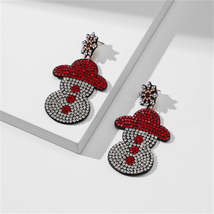 Clear &amp; Red Cubic Zirconia Snowman Drop Earrings - £11.18 GBP