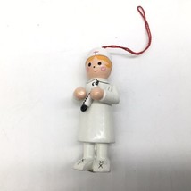 Vintage Wooden Nurse Ornament 3 inches Hat  Thermometer Midwest Taiwan - £7.97 GBP