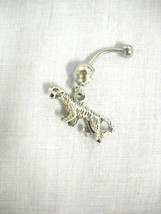 3D Mountain Lion Jaguar Cougar Big Cat Charm 14g Clear Cz Belly Ring Barbell - £4.78 GBP