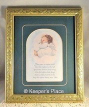 Framed Matted Baby Angel Jesus Once An Infant Small Poem w/ Ornate Gold ... - $14.00