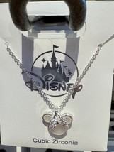 Disney Parks Cubic Zirconia Minnie Mouse Silver Color Necklace NEW