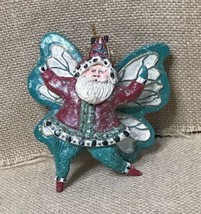 Vintage Ceramic Butterfly Santa Claus Ornament Kitsch Eclectic Weirdo - £11.67 GBP