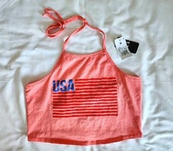 IML (NWT) Women&#39;s Pink USA Flag Cropped Graphic Halter Top Size: M - €5,95 EUR