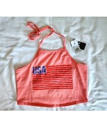 IML (NWT) Women&#39;s Pink USA Flag Cropped Graphic Halter Top Size: M - $130.38 MXN