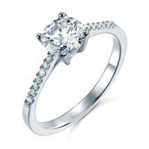1.25Ct Created White Solitaire Diamond Accent 925 Silver Dainty Engagement Ring - £70.00 GBP