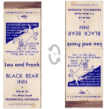 Vtg Matchbook Cover Black Bear Inn Prudenville MI 1950s funny bull Lou &amp;... - £10.07 GBP