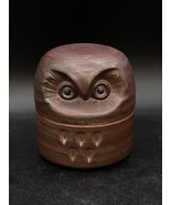 OMC Redware Japan Owl Trinket Dish Tea Caddy Covered Ceramic Brown 4.25” - €19,25 EUR