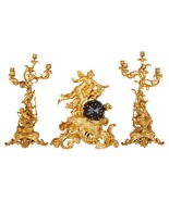 Napoleon III Period Three-Piece Gilt Bronze Clock Set by Lerolle Frères 1860 - £6,335.58 GBP