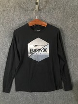 Hurley Men&#39;s Shirt Size Large Black Graphic Long Sleeve Skateboard - £8.97 GBP