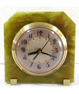 Sessions Art Deco 1930&#39;s Green Onyx and Brass Desk Clock - £42.82 GBP