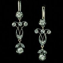 Vintage 2.20Ct Round Cut Diamond Lever Back Drop Earrings 14K White Gold Finish - £66.48 GBP