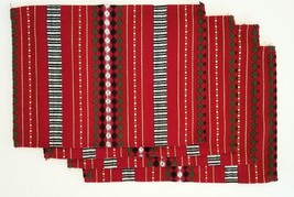 Holiday Woven Placemats Christmas Red Green 19&quot; x 13.25&quot; Set of 4 - £18.79 GBP