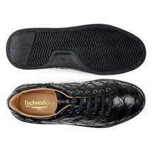 Belvedere Kingstone Genuine Pirarucu Leather Lace Up Sneakers Black Br02 image 6