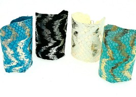 a lot of FOUR Fashion Weave Print Tilapia Fish Skins Genuine Leathers Me... - $346.81 MXN