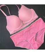 aerie BROOKE 32B BRA Victoria&#39;s Secret XS cotton panty pink Mesh HEART R... - £47.06 GBP