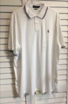 Polo Ralph Lauren Mens Polo Shirt  Interlock Knit 4XLT white navy tip co... - $69.99